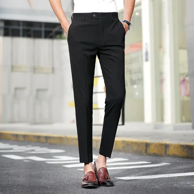 Black Pants Мужские костюмы, брюки, облегающие, офисные брюки для мужчин, нарядные брюки, серые, хаки, черные, Pantalones, Cuadros, Hombre, костюм, Homme, брюки - Цвет: Black Pants