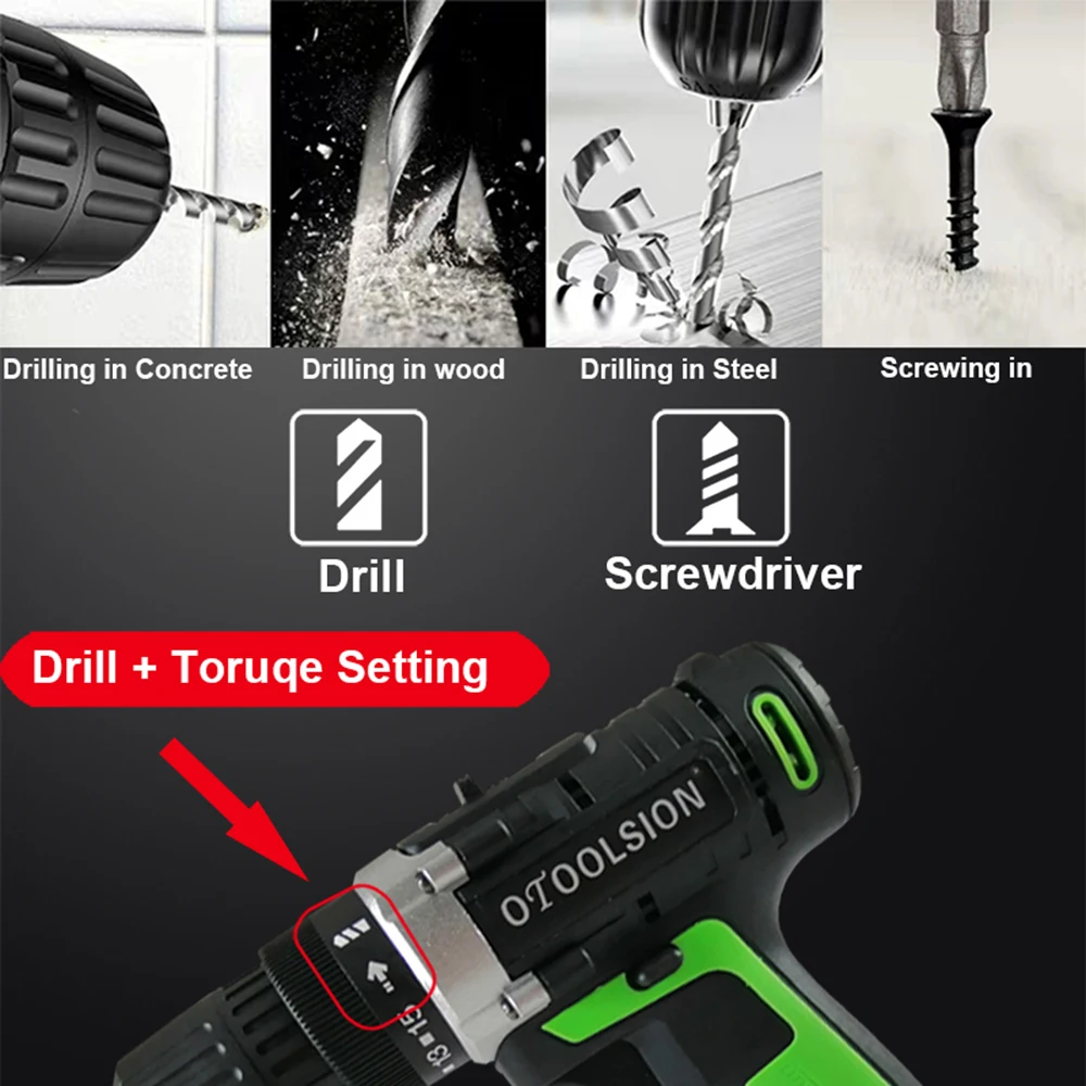 21V Screwdriver Electric Cordless Drill Power Tools Rechargeable Drill Battery Charging Drill Electric Power Bag For Woodworking (4)