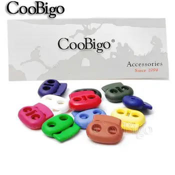 

100pcs Mixed Colorful 2 Hole 5mm Plastic Stopper Cord Lock Bean Toggle Clip Apparel Shoelace Sportswear Accessories 21 x 23mm