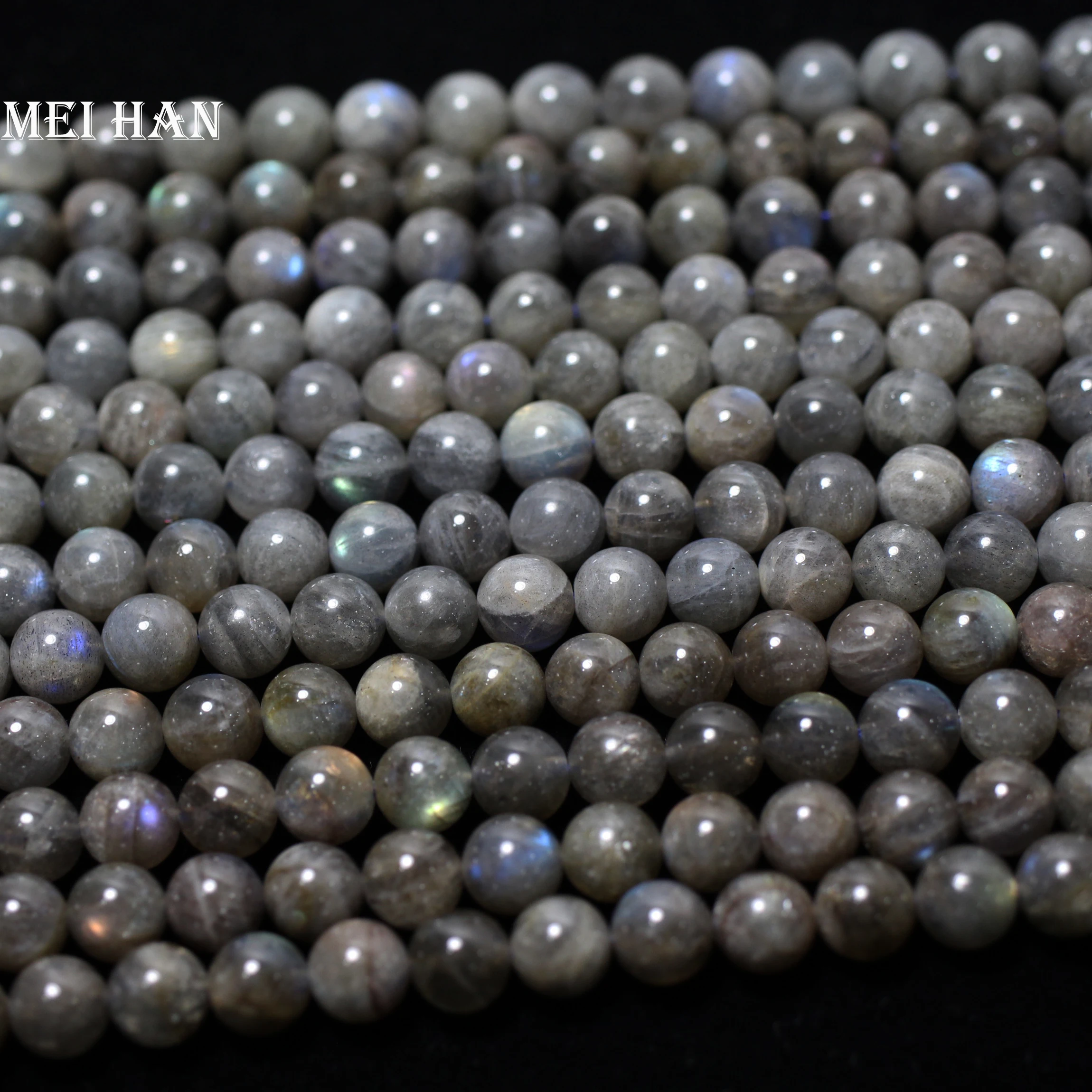 

Meihan wholesale (42 beads/set/45g) natural labradorite 9-9.8mm smooth round loose beads for jewelry making