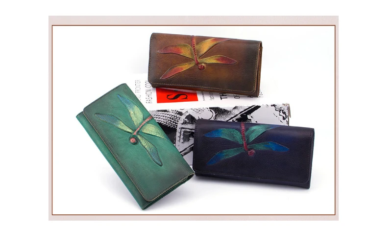 National Style Women Wallets With Phone Case Coin Purse Leather Female Long Clutch Bags Genuine Leather Women Wallet Card Holder