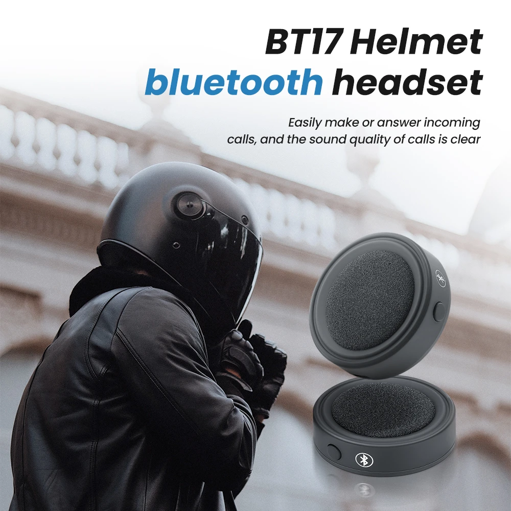 Auriculares BT17 para casco de motocicleta, intercomunicador con Bluetooth 5,0, auriculares de música inalámbricos de Mega graves y micrófono incorporado, para casco|Cascos auriculares| - AliExpress