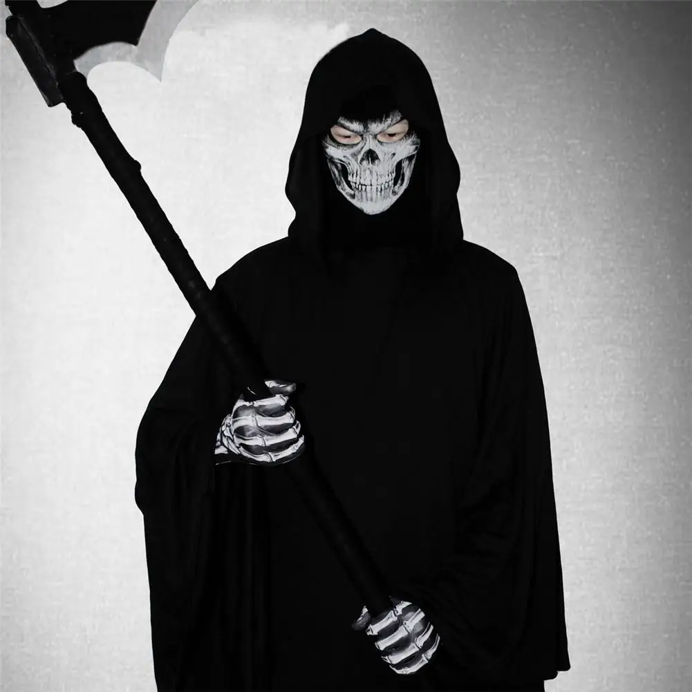 Halloween Full Face Mask Black Horror Skeleton Headgear Scary Horror Party Decor Dress Cosplay Costume Halloween Party Mask