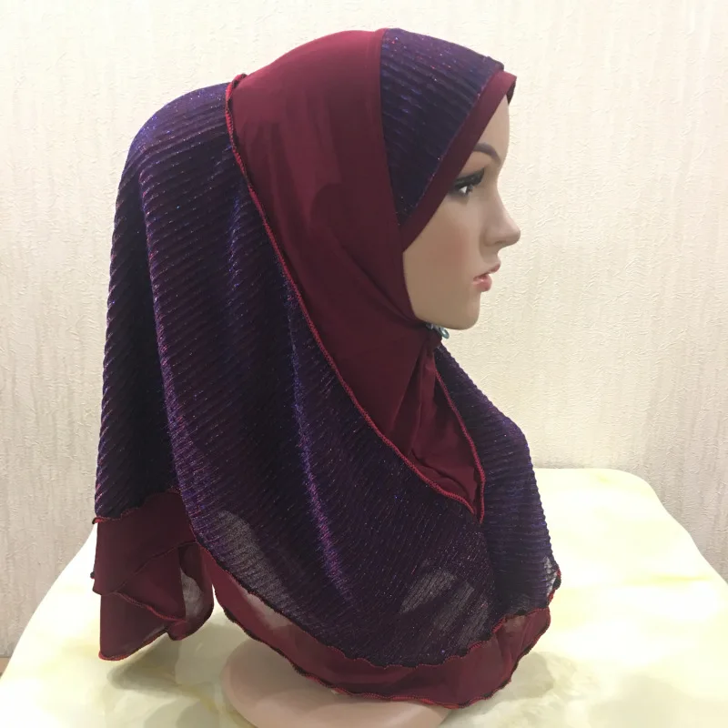 Dromiya простой женский мусульманский шарф цельный Амира хиджаб исламские хиджабы головной платок Niqab мягкий платок арабский химар - Цвет: Burgundy