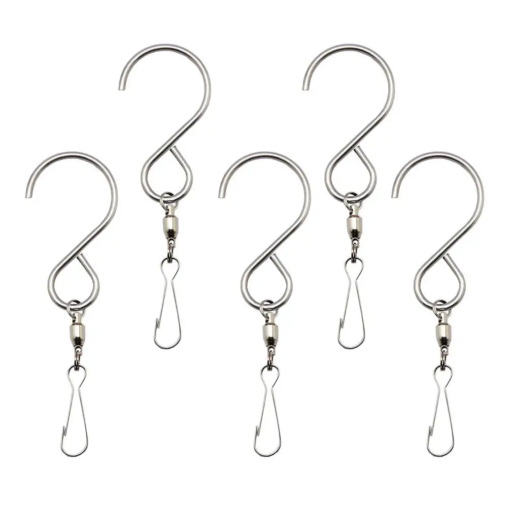

5Pcs Spinning Swivel S-Hooks For LED Solar Color Changing Wind Chimes S Shaped Wall Hangers Multi-Purposes Rotatable Hook