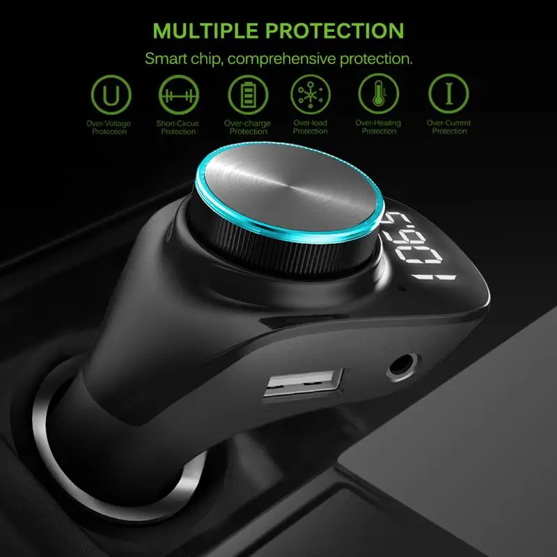 Автомобильный MP3-плеер с Bluetooth 5,0, двойной USB, быстрая зарядка, AUX, Автомобильный Mp3 адаптер, поворотная кнопка, ЖК-экран, защитный, больше способов отображения
