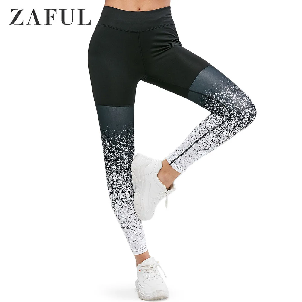 Спортивные Леггинсы ZAFUL с эластичной талией в крапинку, высокая талия, длина 7/8, с принтом, женские тонкие спортивные Леггинсы, лидер продаж