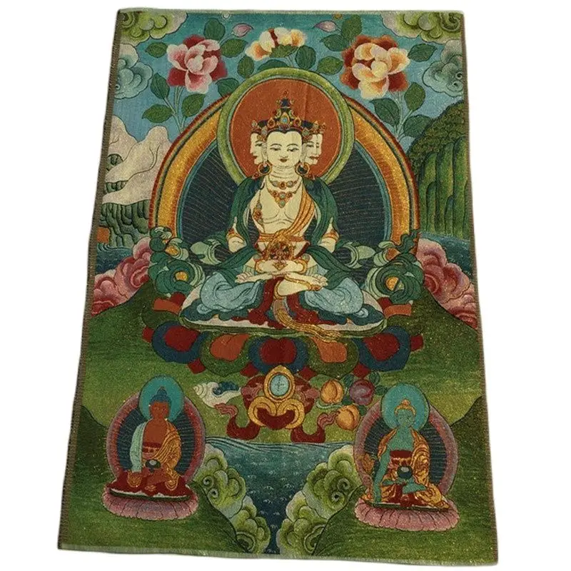 Тибетский Будда Статуи Nepal Thangka портреты из вышитой парчи Золотая шелковая