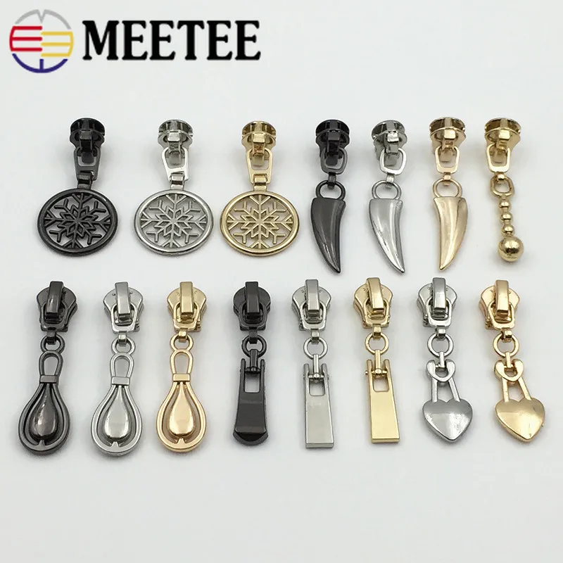 

5pcs Spring Lock Zipper Sliders For 3# Metal Zippers High Quality Zipper Head Puller Zip Repair Kit DIY Garment Accessories