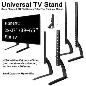

Home TV Stand Table Height Adjustable Stable Stand Universal Table Top For Most LED LCD Flat Screen TV 26-65" Steel