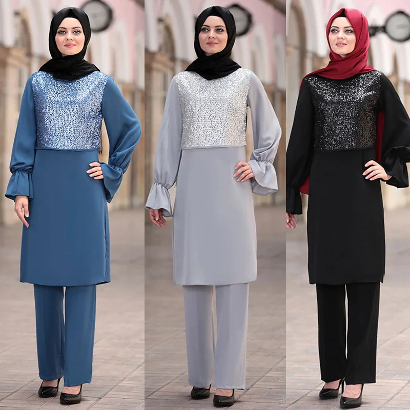 Long Dress Muslim Women's Two Piece Suit Southeast Asia Muslim Middle East  Turkish Fashion Malay Dress Abaya Stitching Clothing|Islamic Clothing| -  AliExpress