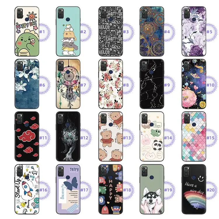 Anti-dust Durable Phone Case For TCL 20E/20Y/6125F New Anti-knock Cute Back Cover Cartoon TPU cell phone pouch with strap