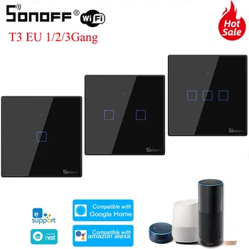 

SONOFF Smart Home WiFi Switch T3 1/ 2 /3 Gangs Smart Panel Support eWeLink APP Remote Control Voice By Alexa Google Home