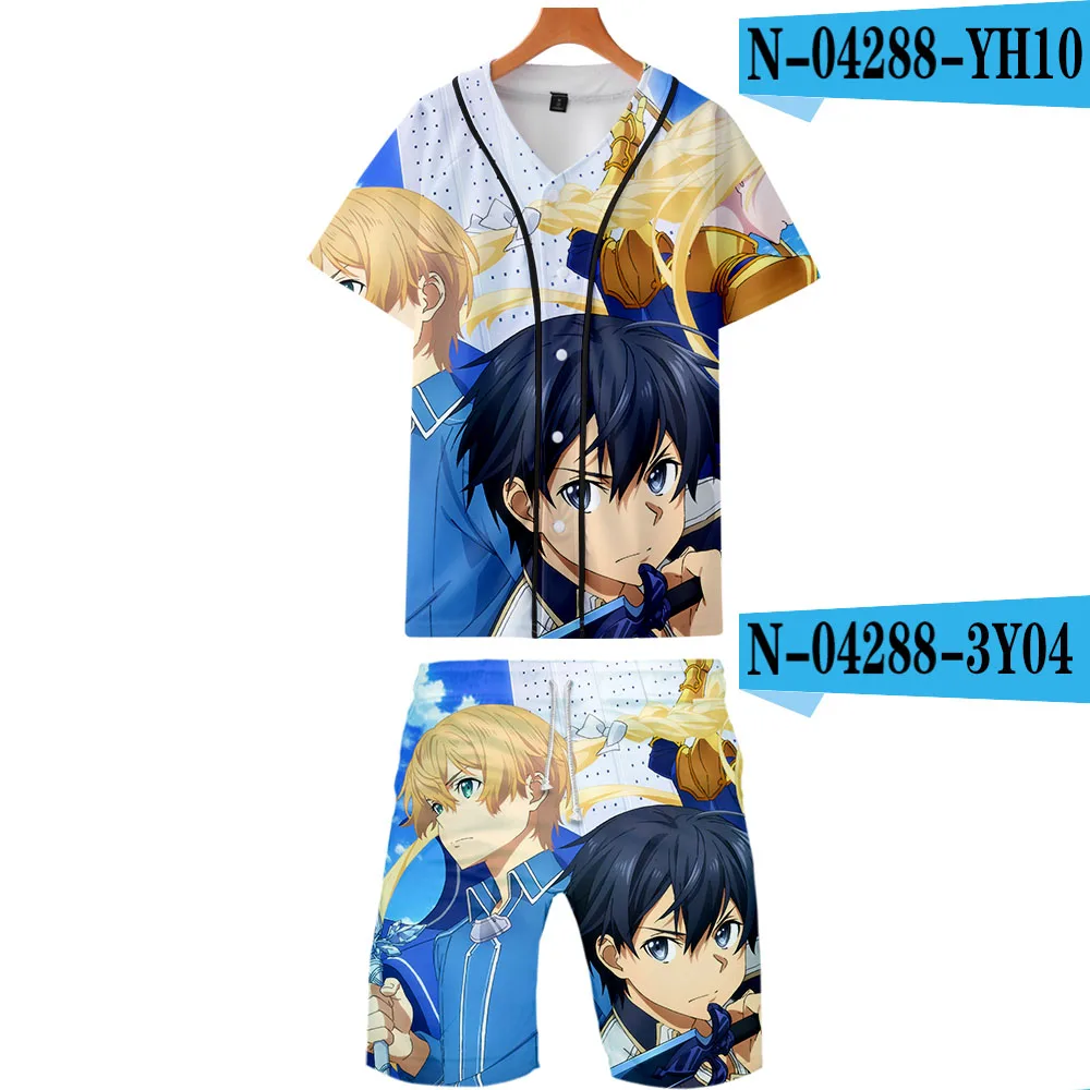 Alicization 3D стиль дизайн аниме Мужской комплект из двух предметов бейсбольная форма и шорты набор Повседневный мотор бег - Цвет: N04288
