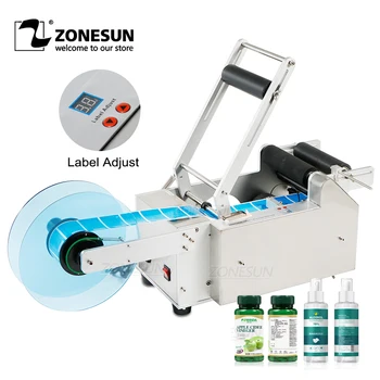 

ZONESUN LT-50 Semi-Automatic Sticker Round Bottle Labeler Label Applicator Customized Labeling Machine Label Dispenser Machine