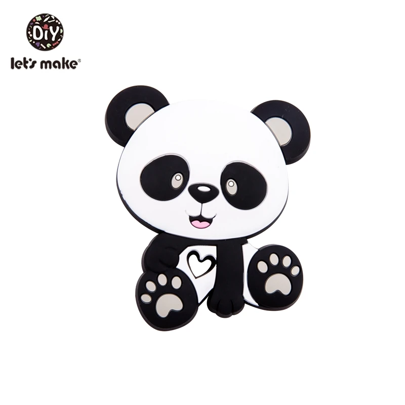 panda grey Давайте сделаем 5 шт. в форме милых животных силиконовые прорезыватели Подвески подарок для душа силиконовые аксессуары пищевой силиконовый кулон - Color: panda grey