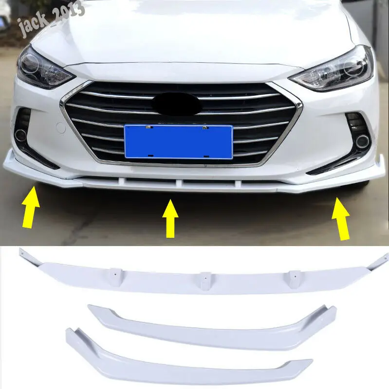 Автомобильные аксессуары для модификации, подходят для hyundai Elantra- ABS, Белый Передний бампер для губ, накладка, 3 шт
