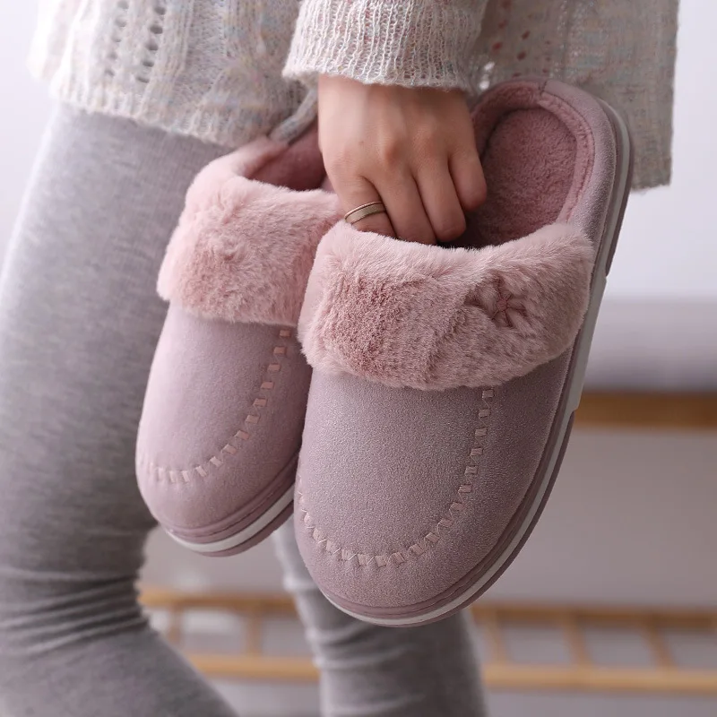 

Women Winter Warm Indoor Slippers 2019 Adults Women's Letter Printed Plush Flip Flops Home Shoes Cotton Home Slippers T15