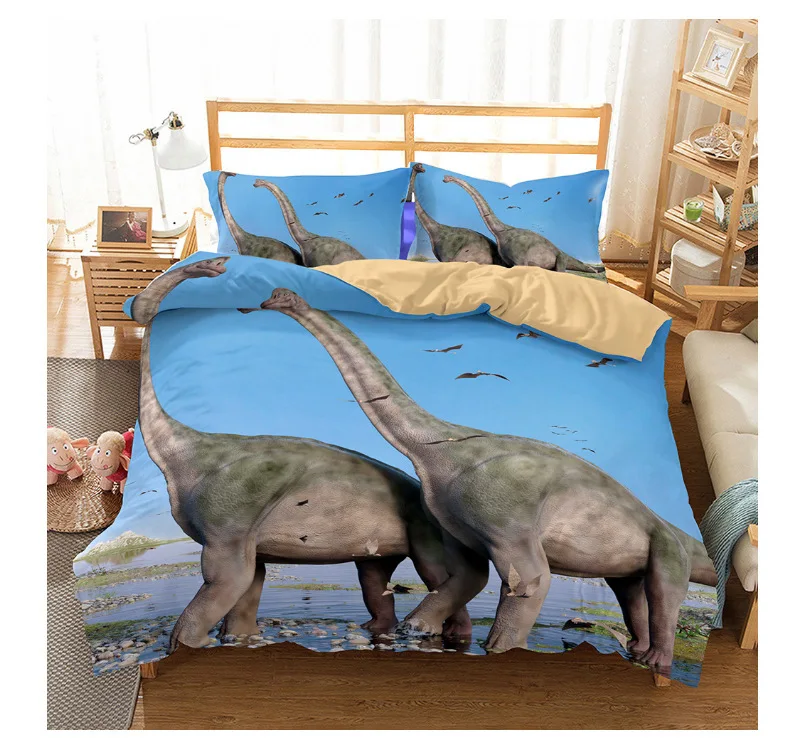 Комплект постельного белья, постельное белье с 3D принтом динозавра, домашнее пуховое одеяло, комплект с наволочкой, королева, король, 12 размеров, роскошное постельное белье, домашний текстиль