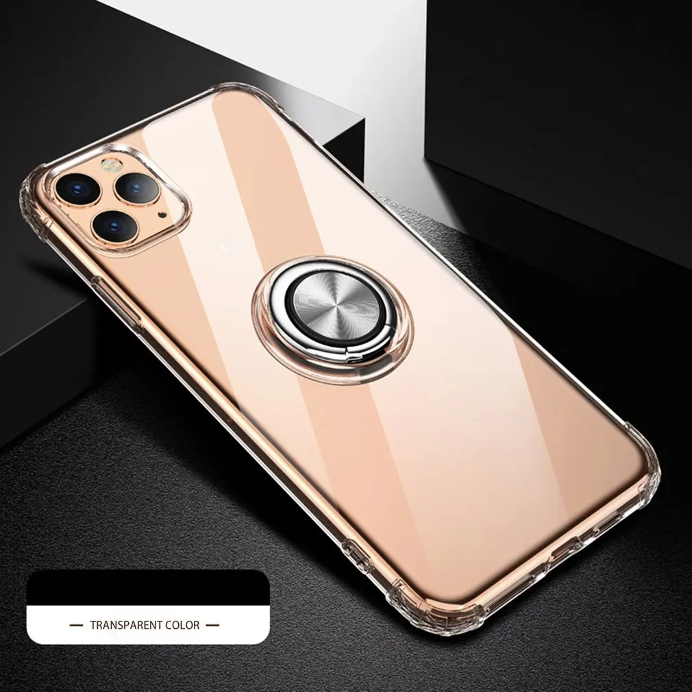 Для iPhone11/Pro/ProMax чехол прозрачный с кольцом Держатель подставка с экранным протектором защитный чехол для iPhone 11/Pro Max
