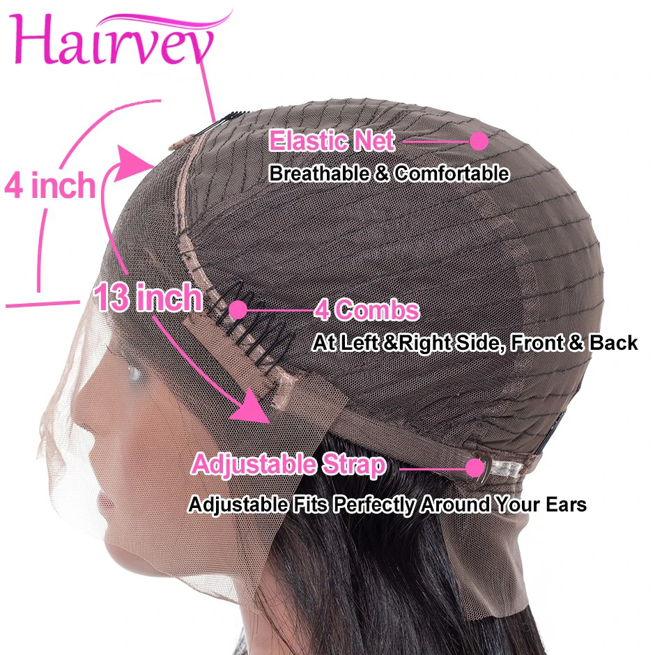 Парик Hairvev 13*4 100% натуральные волосы 150% кудрявые бразильские|Парик из натуральных