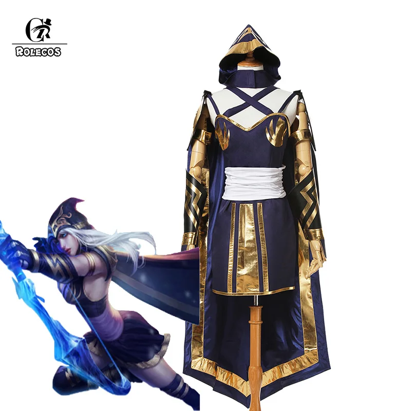 

ROLECOS Game LOL Ashe Cosplay Costume Snow Pea Ashe Suit Cosplay Costumes for Women Uniform Full Set