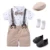 Suit Baby Boy Romper Clothing Set Handsome Bow 1th Birthday Gift Hat Printed Rompers Belt Infant Children Outfit Clothes 12