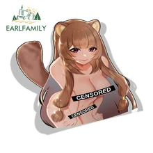 EARLFAMILY 13cm x 11.3cm naklejki samochodowe dla Raphtalia powstanie tarczy Hero Anime Vinyl JDM tylna szyba bagażnika naklejka