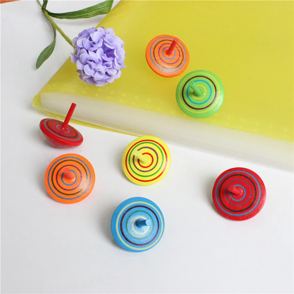3Pcs Colorful Funny Handmade Painted Wood Spinning Top Wooden Toys Education Toy Kids toys Brinquedos Juguetes Dropshipping