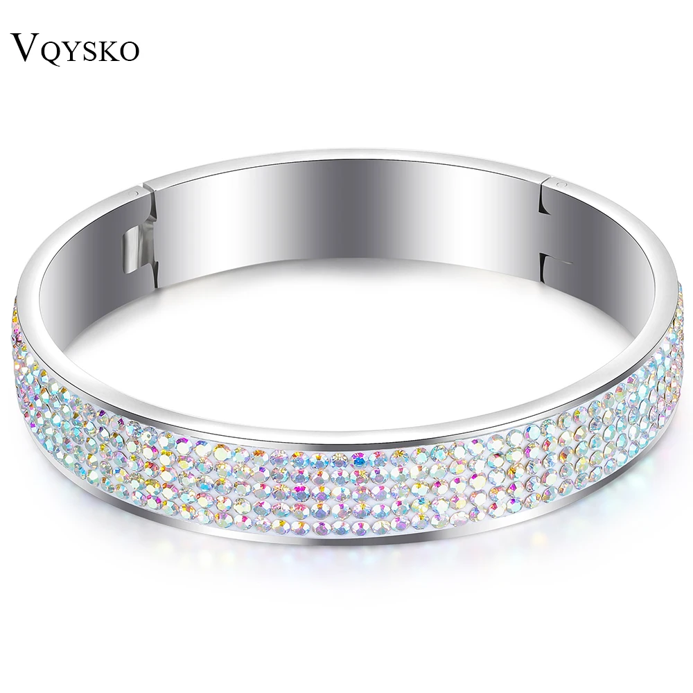 Женский браслет из нержавеющей стали с кристаллами|jewelry rack|bangle setbangle bracelet |
