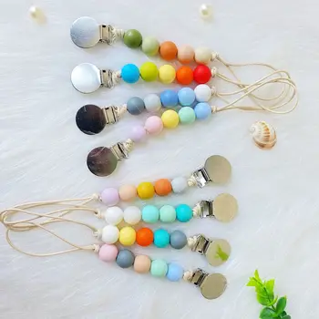 

1Pcs Baby Pacifer Clip Chain Multicolor Silicone Bead Baby Pacifer Clip Chain Anti-lost Auxiliary Baby Teether Chain Kids Gift