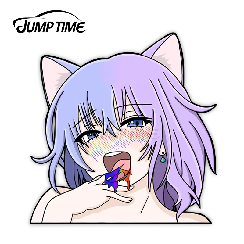 JumpTime 13x9 см Ahegao Face Радужный аниме персонаж виниловый Peeker персональная наклейка s