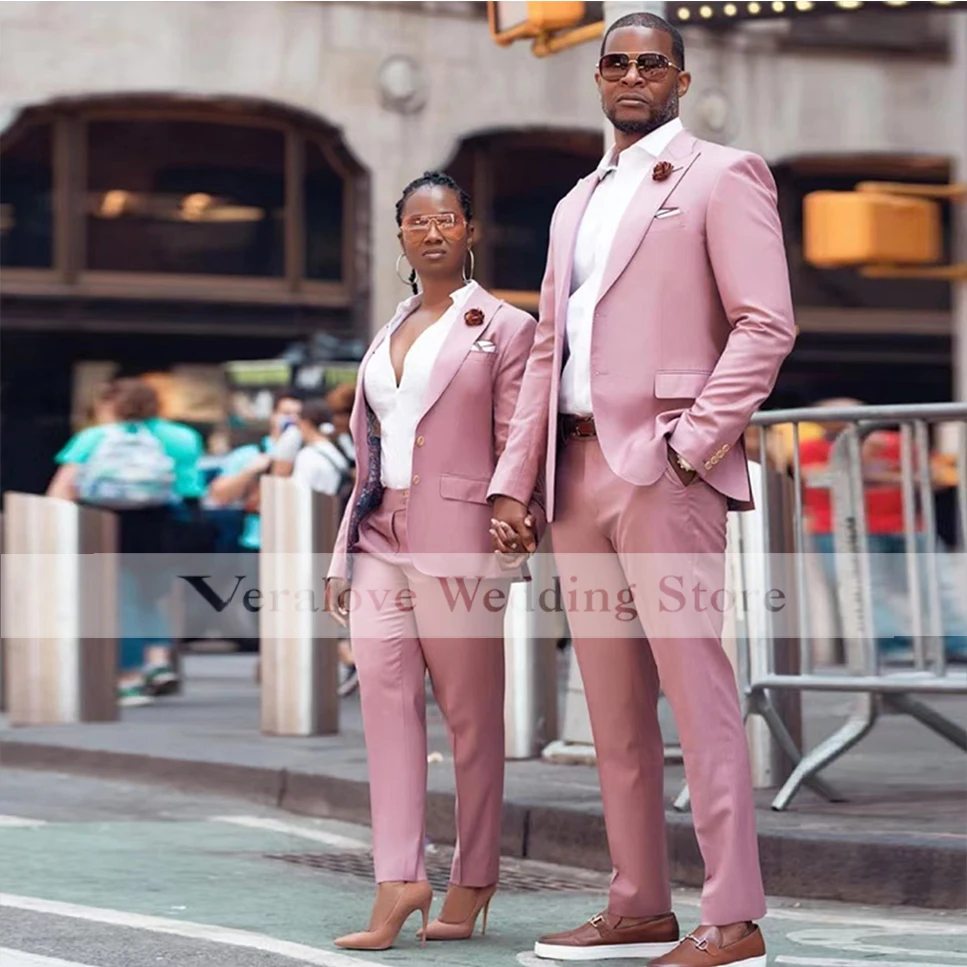 Veralove розовый деловой костюм для пар с заостренным лацканом женский свадебный