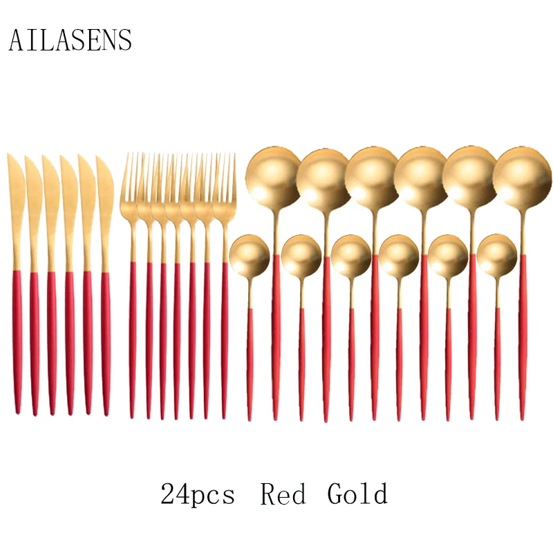 24PCS Red Gold