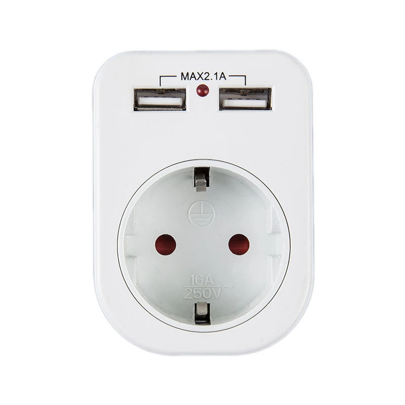 

EU Standard Conversion Plug with Dual USBï¼ŒSocket Extension 2 USB European Type Power Adapter Converter Extended Wireless Socket