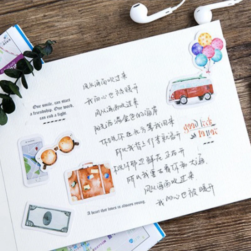 40 팩/많은 새로운 한 사람 여행 종이 스티커 DIY 장식 스티커 Scrapbooking 라벨 인감 스티커 kawaii 편지지