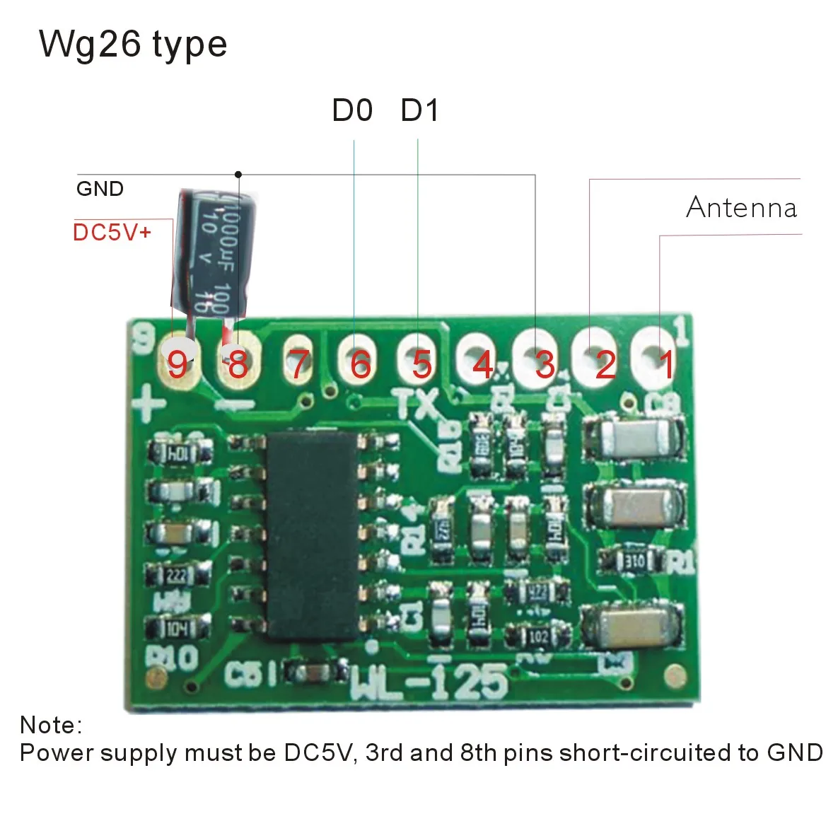 5-40 см Дальность чтения WG-26/RS232 ttl 125 кГц rfid-считыватель EM/система контроля доступа считыватель