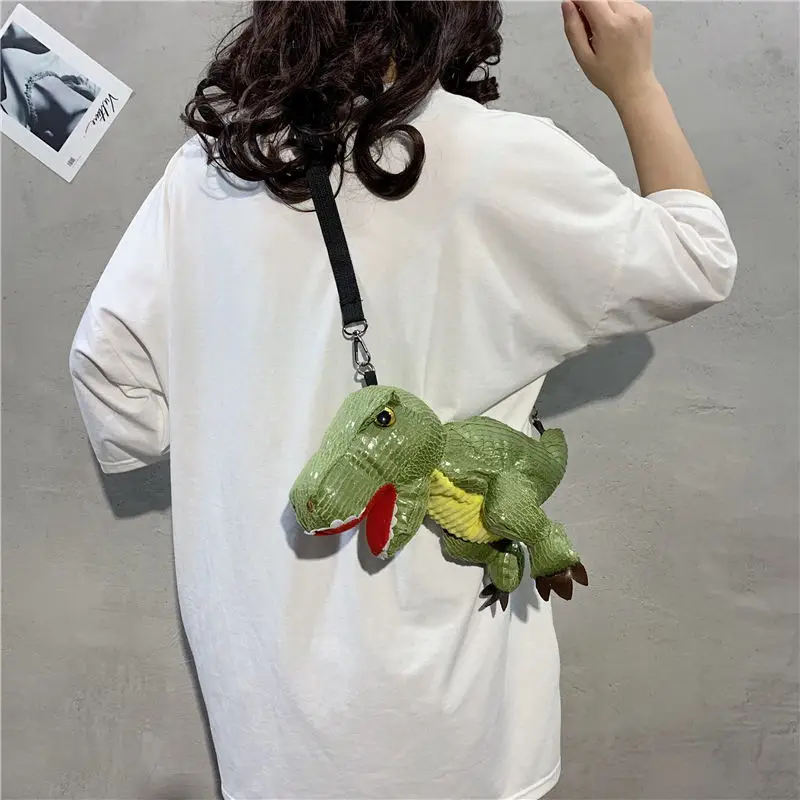 Стиль странный мешок для девочек Стиль одно-как справиться с динозавр сумка с феей Мини милый косые сумки - Цвет: Зеленый