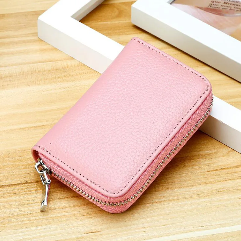 Pink Хит, мужской кошелек из натуральной кожи, 10 держатель для карт, кошелек, женский клатч, Подушка на молнии, маленький кошелек, мини кошелек для кредитных карт - Цвет: Pink