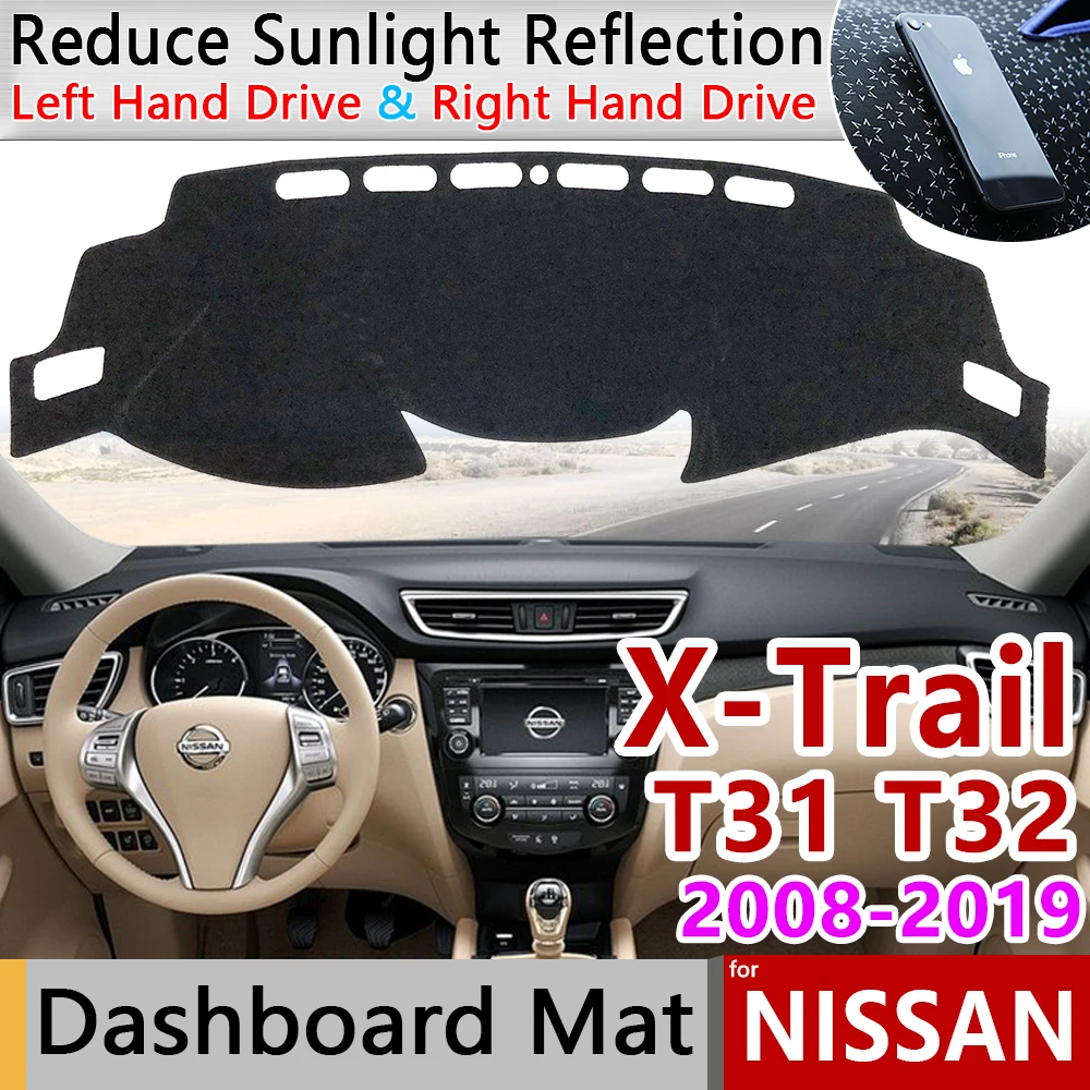 Для Nissan X-Trail T31 T32 2008~ Противоскользящий коврик на приборную панель солнцезащитный коврик для приборной панели автомобиля Защита аксессуары с покрытием коврик