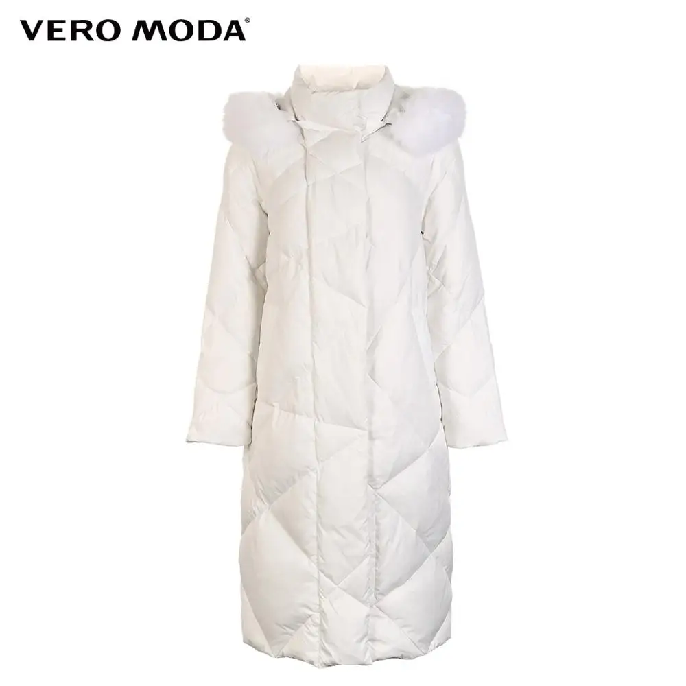 Vero Moda женский 90% белый утиный пух Лисий меховой воротник длинный пуховик парка пальто | 318312501