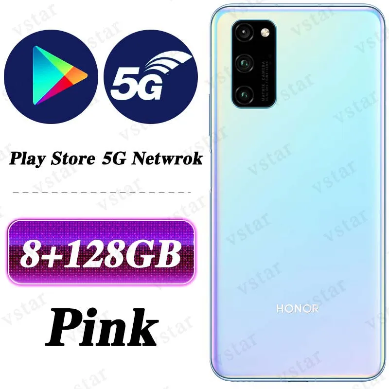 8G 128G Pink HONOR View 30 Pro, Honor V30 Pro, смартфон, версия 5G, 6,57 дюймов, Kirin 990, 5G, SOC, Восьмиядерный, Android 10, NFC, Google Play - Цвет: 8G 128G Pink