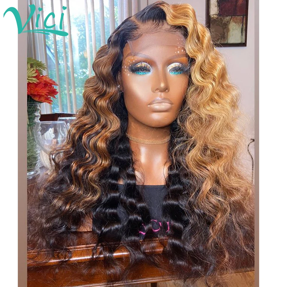 

Honey Blonde Lace Front Wigs For Black Women 13x4 Loose Wave Wig PrePlucked With Baby Hair Colored Human Hair Wigs Highlight Wig