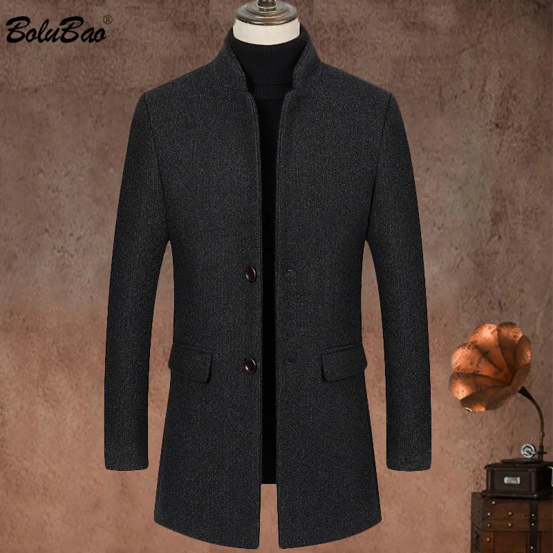

BOLUBAO Fashion Men Wool Blend Coat Winter New Men's Casual Wild Wool Overcoat Quality Brand Male Solid Color Wool Coat