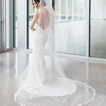 Luxury 3 Meters Long Wedding Veil with Comb One-Layer Cathedral Wedding Veil with Feathers Bridal Veil Marriage Accessories