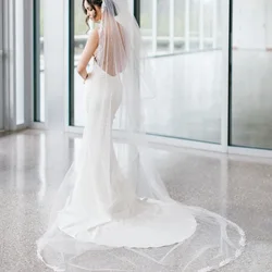 Luxury 3 Meters Long Wedding Veil with Comb One-Layer Cathedral Wedding Veil with Feathers Bridal Veil Marriage Accessories