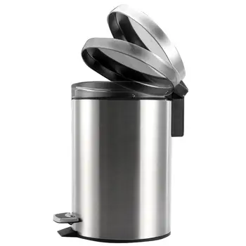 

Creative Simple Foot-operated Trash Can Stainless Steel Anti-fingerprin Anti-fouling Round Trash Garbage Bin For Kitchen Decor