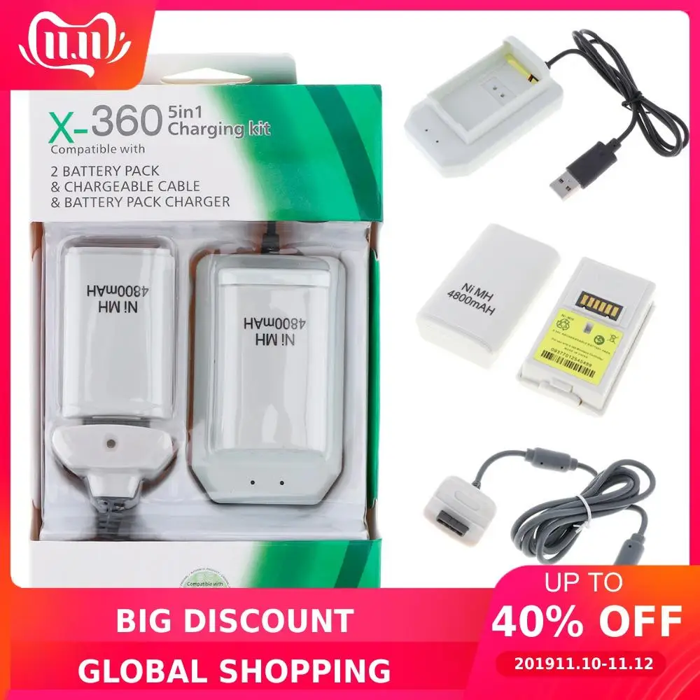 USB Cable Battery Charger Dock Station for XBOX 360 Wireless Game