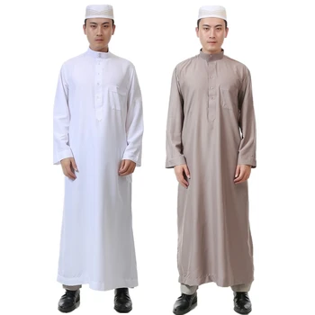 

Abaya Muslim Men Islamic Cloth Summer Jubah Islamic Clothing Men Thobe Robes Kaftan Solid Arabic Dubai Full Sleeve Pakistan