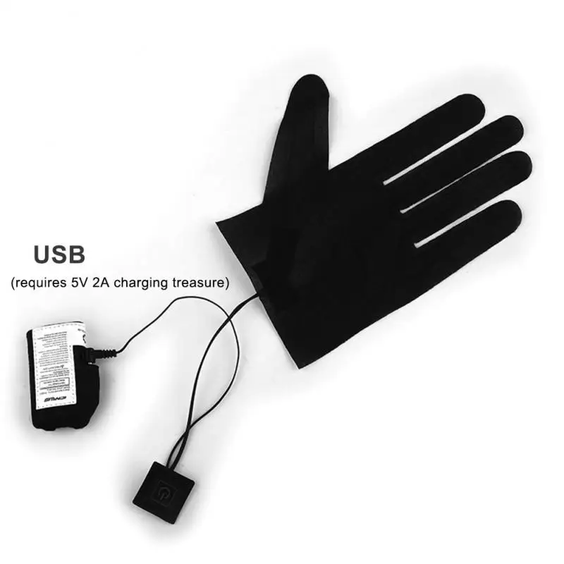 Зимние 5 пальцевые перчатки с зарядкой от USB подогревом сверхлегкие для катания